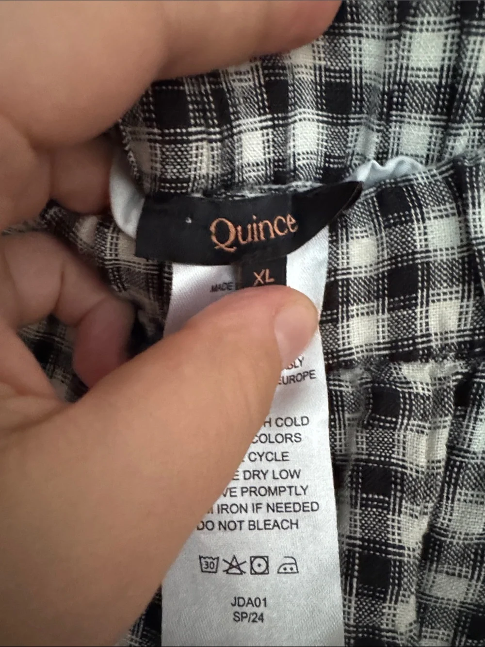 Quince linen Black & White Check Casual Pants